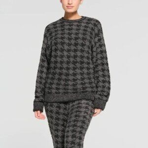 SKIMS Cozy Unisex Pullover Size XXS/XS Onyx Houndstooth Teddy Comfy Soft NWT